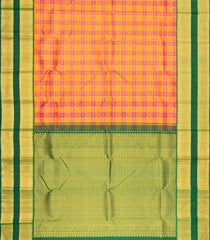 Orange & Magenta Handloom Korvai Kanchipuram Silk Saree With Contrast Border-KA15823