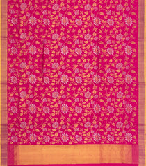 Hot Pink Handloom Uppada Silk Saree With Floral Vine Zari Motifs-UP0359