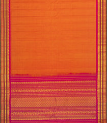 Orange Handloom Gadwal Silk Cotton Saree With Stripes & Contrast Border -GA0466
