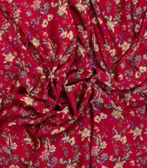 Crimson Printed Pure Satin Silk Saree With Floral Motifs-PS0939