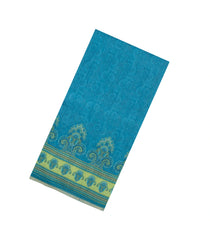 Blue Printed Tussar Silk Saree With Floral Motifs-TU3617