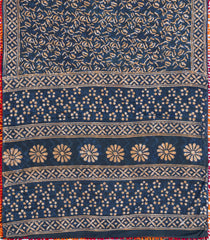 Dark Grey Printed Jaipur Cotton Saree With Tie & Dye Motifs-JC1848