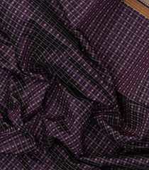 Violet Handloom Silk Cotton Saree With Checks-SC4278