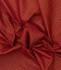 Red Handloom Silk Cotton Saree With Checks-SC4253