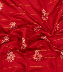 Red Printed Synthetic Dola Silk Saree With Zari Motifs & Border -SY0357