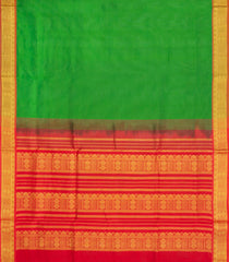 Green Handloom Silk Cotton Saree With Contrast Border-SC4700