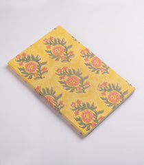 Yellow 9 X 6 Inch Bagru Dabu Block Printed 96 Page Handmade Notebook-ACS1013