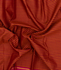Crimson & Rust Handloom Kanchipuram Silk Saree With Checks & Contrast Border-KA13908