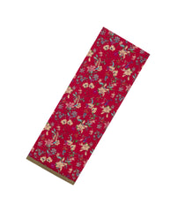 Crimson Printed Pure Satin Silk Saree With Floral Motifs-PS0939