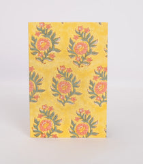 Yellow 9 X 6 Inch Bagru Dabu Block Printed 96 Page Handmade Notebook-ACS1013