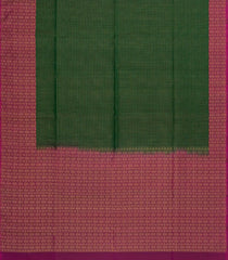 Bottle Green Handloom Soft Silk Saree With Checks & Contrast Border-SO4596