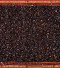 Black Printed Chanderi Cotton Saree With Zari Border-CC1651