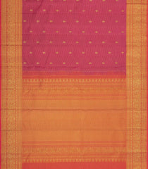 Pink Handloom Kanchipuram Silk Saree With Buttas & Stripes-KA15041-Pink