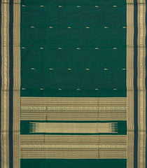 Dark Green Handloom Silk Cotton Saree With Jasmine Bud Buttas-SC4099