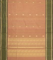 Sandal Handloom Silk Cotton Saree With Zari Buttas & Contrast Border-SC4801