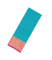 Turquoise Woven Blended Viscose Saree With Zari Checks-BL6097