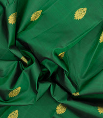 Dark Green Handloom Korvai Kanchipuram Silk Saree With Zari Buttas-KA16718