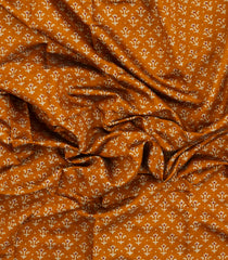 Mustard Printed Chanderi Cotton Saree With Zari Border-BL5501