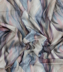 Grey Printed Synthetic Tussar Saree With Abstract Motifs-BL5371