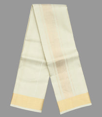 Cream Handloom 8 Yards Silk Dhoti With 4 Yards Angavastram & Shirt Material -CD1524