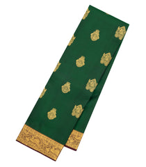 Dark Green Handloom Kanchipuram Silk Saree With Zari Buttas-KA16355