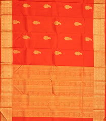 Red Handloom Kanchipuram Silk Saree With Mango Buttas-KA12901