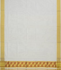 Off White Handloom Kerala Cotton Saree With Zari Border-KEC1041