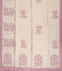 Baby Pink Woven Blended Dupion Saree With Embroidered Cow Motifs-BL3869