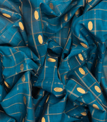 Blue Handloom Gadwal Silk Cotton Saree With Checks & Contrast Border-GA0250