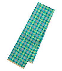 Aquamarine Handloom Silk Saree With Madras Checks-KA16442