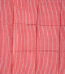 Dark Peach Handloom Tussar Silk Saree With Pin Stripes-Dark Peach