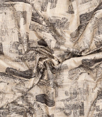 Taupe Printed Synthetic Tussar Saree With Zari Buttas-BL5363