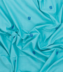 Turquoise Handloom Bengal Cotton Saree With Floral Buttas-BG1776