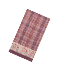 Dusty Pink Printed Synthetic Dola Silk Saree With Checks & Floral Border-SY0367
