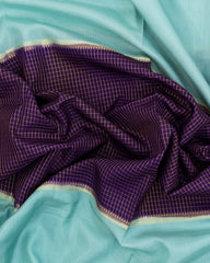 Dark Purple Woven Blended Viscose Saree With Contrast Border-BL5586