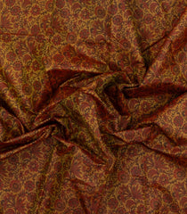 Oil Mustard Printed Silk Saree With Floral Motifs & Zari Border-PS0693