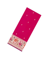 Pink Handloom Banarasi Silk Saree With Floral Buttas & Meena Borde-BE1764