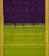 Purple Handloom Silk Cotton Saree With Buttas & Contrast Border-SC4494