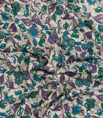 Green Printed Kalamkari Cotton Saree With Zari Border-KAL1206