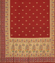 Red Woven Art Dupion Saree With Buttas & Tie and Dye Border-BL5910