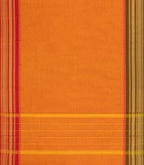 Mango Yellow Woven Chettinad Cotton Saree With Contrast Border-CN1887