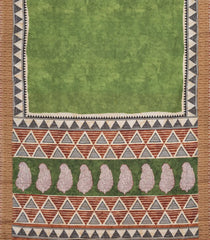 Green Woven Art Tussar Silk Saree With Printed Floral Motifs-BL4203