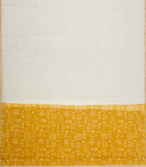Taupe Printed Synthetic Linen Saree With Contrast Mustard Pallu-SY0325