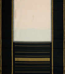 White Handloom Korvai Kanchipuram Silk Saree With Black Border-KA15522