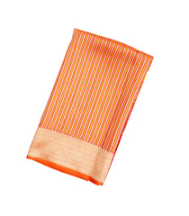 Peach Handloom Organza Soft Silk Saree With Stripes Motifs-SO4126