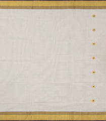 Off White Handloom Kerala Cotton Saree With Meena Buttas-KEC1049