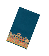 Navy Blue Printed Blended Viscose Saree With Position Printed Wedding Motifs-BL5991