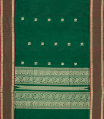 Dark Green Handloom Silk Cotton Saree With Yazhi Buttas-SC4394