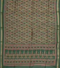 Dark Green Woven Tussar Silk Saree With Printed Floral Motifs-TU2924