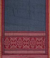 Navy Blue Printed Chanderi Cotton Saree With Zari Border-BL5484